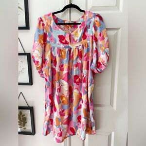 Colorful Floral Women's Peasant Dress
